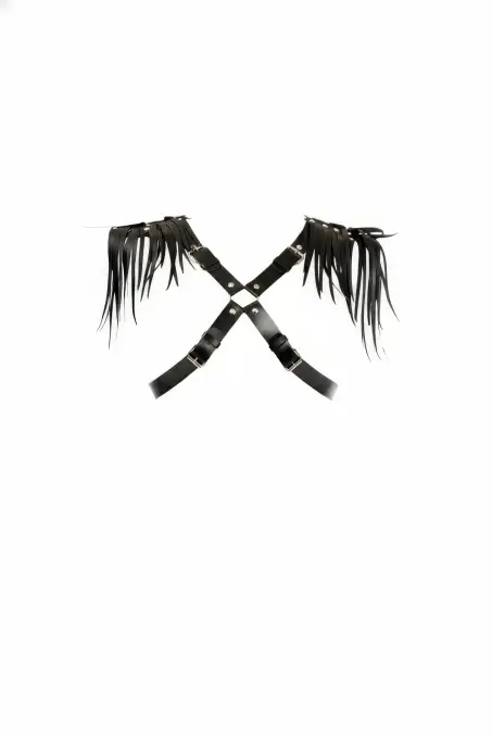 Siyah Kadın Kemer Deri Çapraz Vücut Aksesuarı - APFT1240 - 1