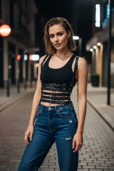 Siyah Kadın Kemer Deri Çok Tokalı Vücut Aksesuarı - APFT630 - 3