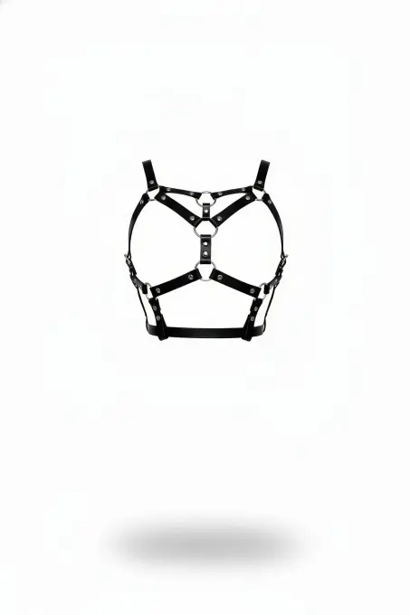 Siyah Kadın Kemer Deri Çoklu Bantlı Halka Detaylı Vücut Aksesuarı - APFT580 - 1