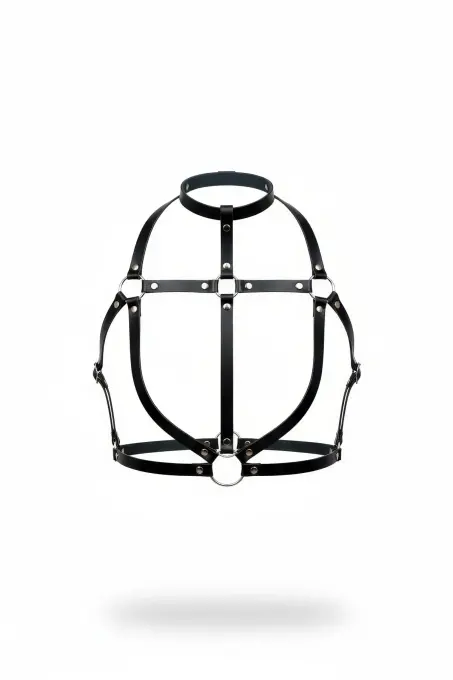 Siyah Kadın Kemer Deri Vücut Aksesuarı Halka Detaylı - APFT434 - 1