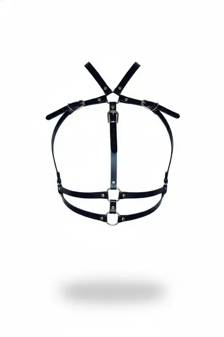 Siyah Kadın Kemer Deri Vücut Aksesuarı Halka Detaylı - APFT728 - 1