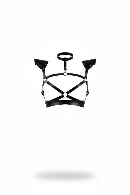 Siyah Kadın Kemer Deri Vücut Halka Detaylı Omuz Aksesuarı - APFT996 - 1