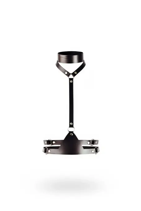 Siyah Kadın Kemer Deri Yaka Detaylı Vücut Aksesuarı - APFT17 - 1