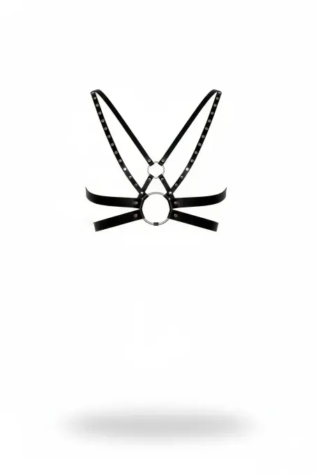 Siyah Kadın Kemer Deri Zımbalı Göğüs Aksesuarı - APFT884 - 1