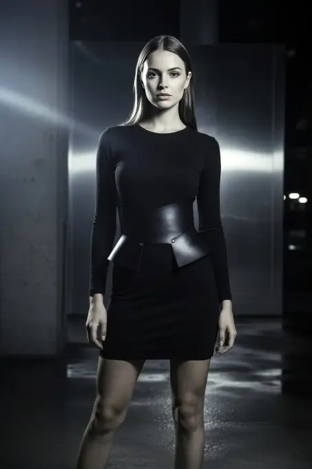 Siyah Kadın Kemer Geniş Korse Detaylı Bel Vurgulayıcı - APFT611 - 4