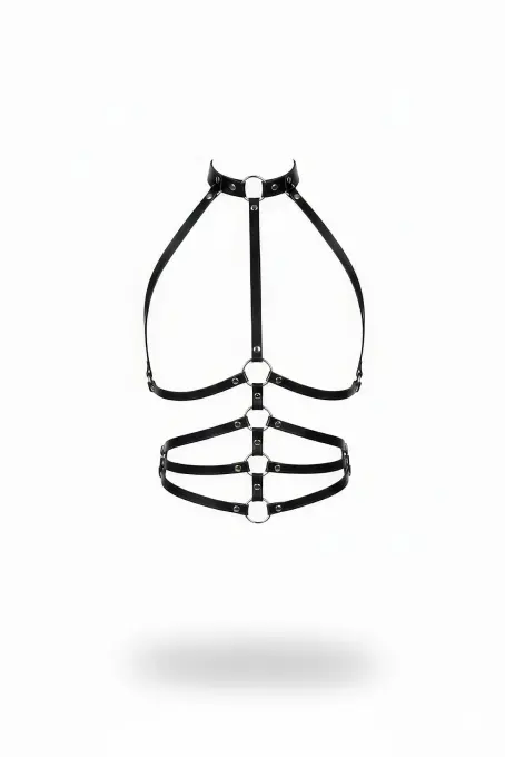 Siyah Kadın Kemer Halka Detaylı Suni Deri Vücut Aksesuarı - APFT749 - 1