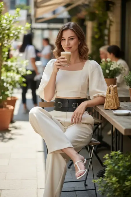 Siyah Kadın Kemer Kalın D Halka Tokalı Bel Aksesuarı - APFT875 - 1