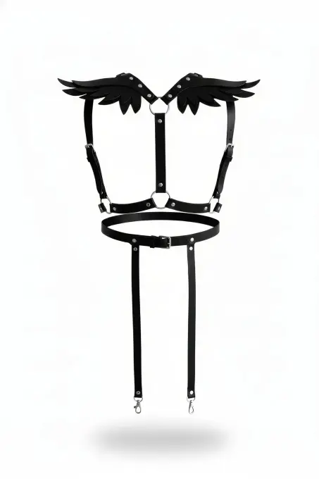 Siyah Kadın Kemer Kanat Detaylı Omuz Aksesuarı - APFT642 - 1