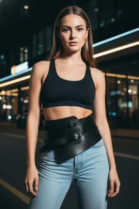 Siyah Kadın Kemer Korse Tipi Kalın Çift Tokalı Deri - APFT617 - 1