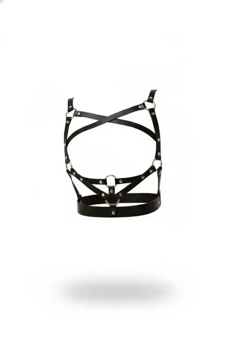 Siyah Kadın Kemer Metal Halka Detaylı Vücut Aksesuarı - APFT730 - 1