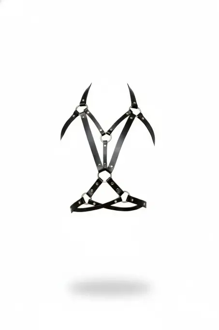 Siyah Kadın Kemer Metal Halkalı Vücut Aksesuarı - APFT744 - 1