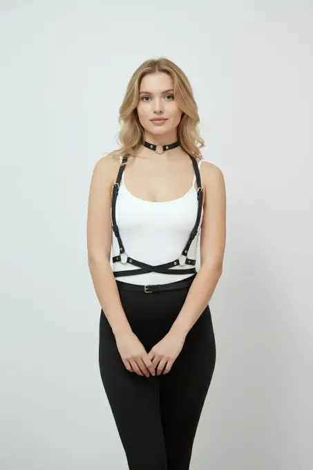 Siyah Kadın Kemer O Halka Detaylı Vücut Kemer - APFT632 - 2