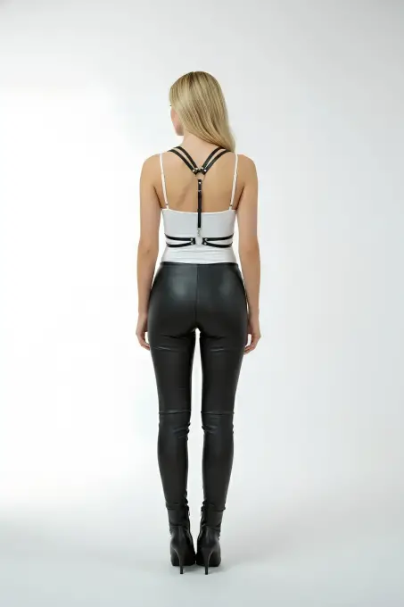 Siyah Kadın Kemer Omuz Detaylı Vücut Aksesuarı - APFT194 - 1