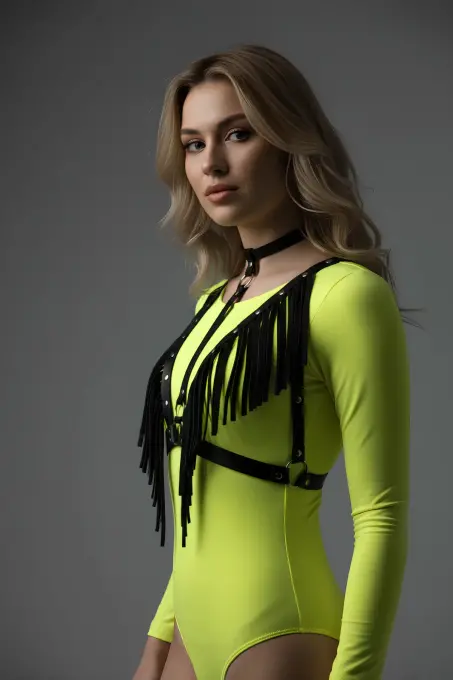 Siyah Kadın Kemer Püskül Detaylı Deri Yelek Aksesuarı - APFT767 - 3