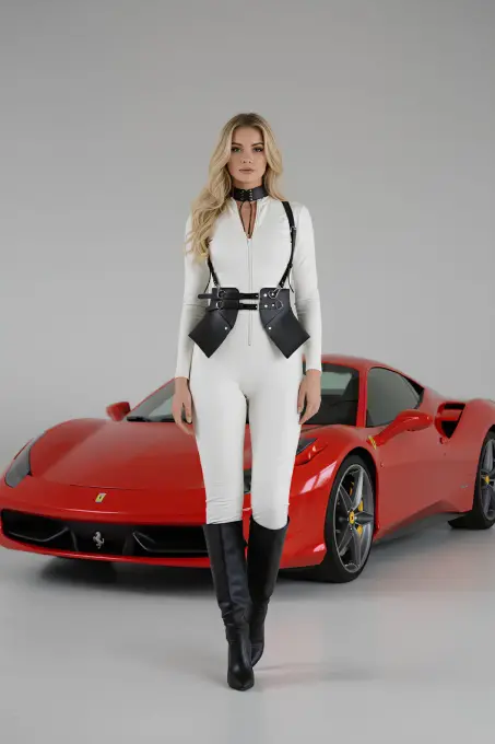 Siyah Kadın Kemer Suni Deri Çok Tokalı Korse Detaylı - APFT622 - 3