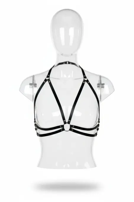 Siyah Kadın Kemer Suni Deri Halka Detaylı Vücut Aksesuarı - APFT200 - 1