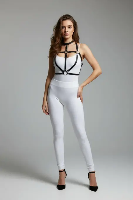 Siyah Kadın Kemer Suni Deri Halkalı Vücut Aksesuarı - APFT434 - 1