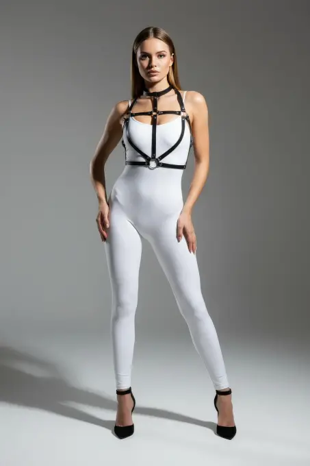 Siyah Kadın Kemer Suni Deri Halkalı Vücut Aksesuarı - APFT434 - Angels Passion (1)