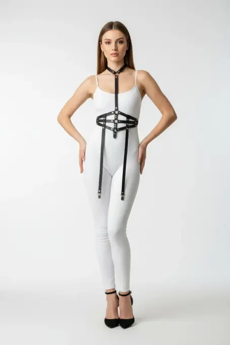 Siyah Kadın Kemer Suni Deri Vücut Aksesuarı - APFT29 - Angels Passion (1)