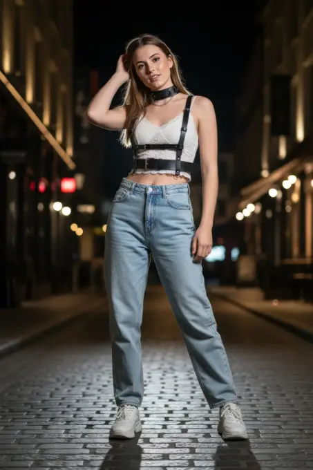 Siyah Kadın Kemer Vücut Harness Detaylı Bel Aksesuarı - APFT959 - Angels Passion (1)