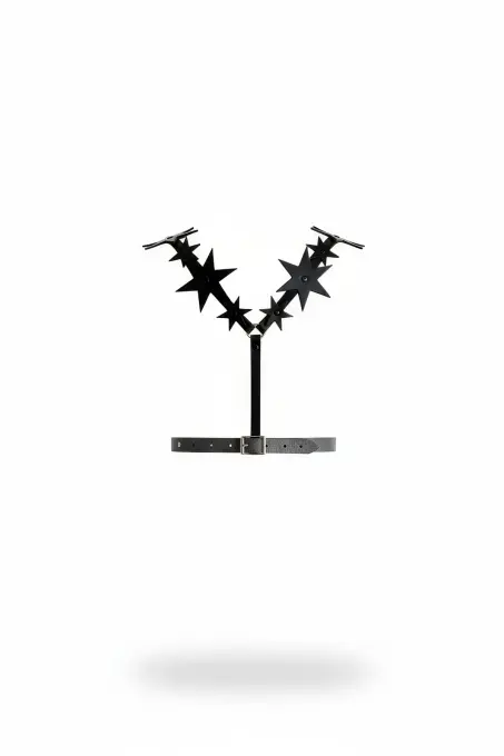 Siyah Kadın Kemer Yıldız Detaylı Vücut Aksesuarı - APFT634 - 1