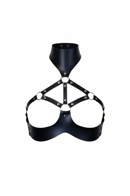 Siyah Kadın Kemer Yüksek Yaka Metal Halka Detaylı - APFT1237 - 1