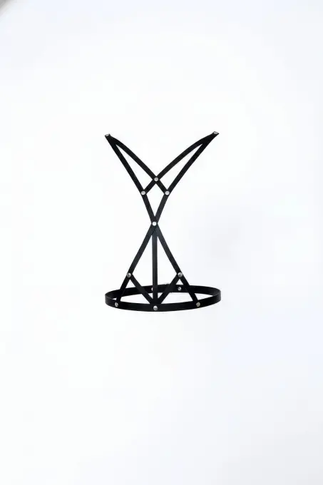 Siyah Kadın Kemer Zımba Detaylı Çapraz Vücut Aksesuarı - APFT158 - 1