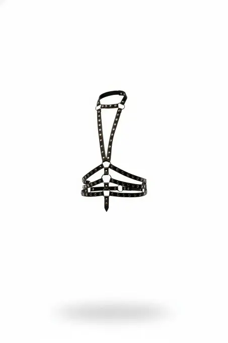 Siyah Kadın Kemer Zımba Detaylı Çok Bantlı Vücut Aksesuarı - APFT546 - 1