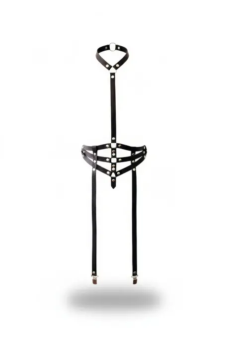 Siyah Kadın Kemer Zımba Detaylı Çok Bantlı Vücut Kemer - APFT29 - 1