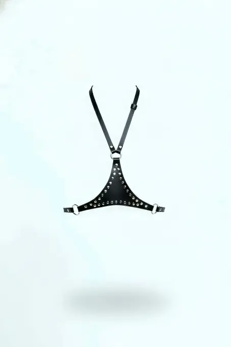 Siyah Kadın Kemer Zımba Detaylı Deri Vücut Aksesuarı - APFT850 - 1