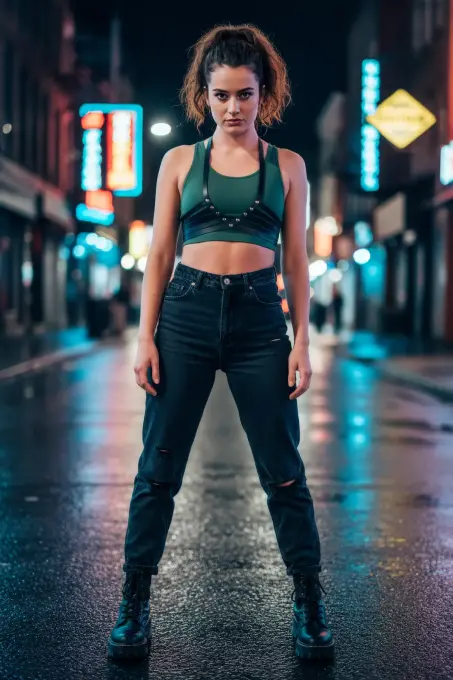 Siyah Kadın Kemer Zımba Detaylı Deri Vücut Kemeri - APFT199 - Angels Passion (1)