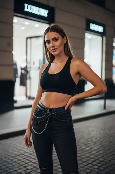 Siyah Kadın Kemer Zincir Detaylı Çoklu Delikli - APFT586 - 3