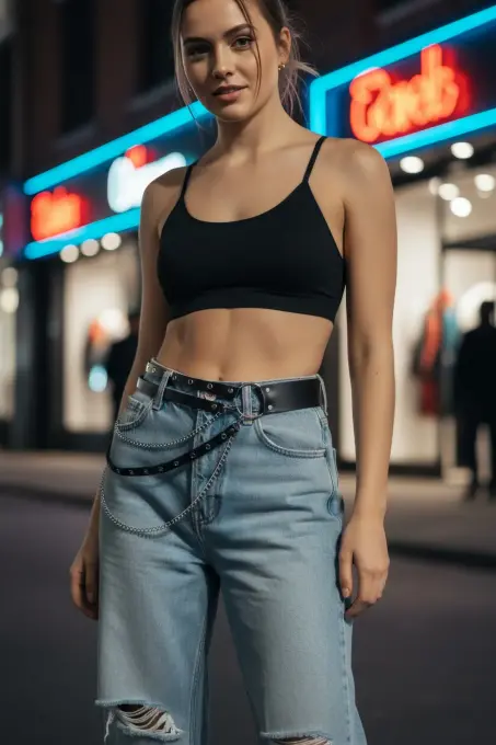 Siyah Kadın Kemer Zincir Detaylı Çoklu Delikli - APFT586 - 4