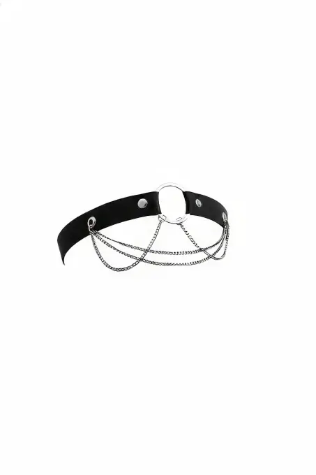 Siyah Kadın Kemer Zincir Detaylı Metal Halkalı - APFT395 - 1