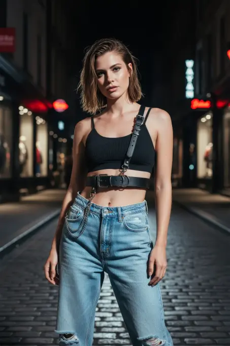 Siyah Kadın Kemer Zincir Detaylı Metal Tokalı Bel Aksesuarı - APFT620 - 2