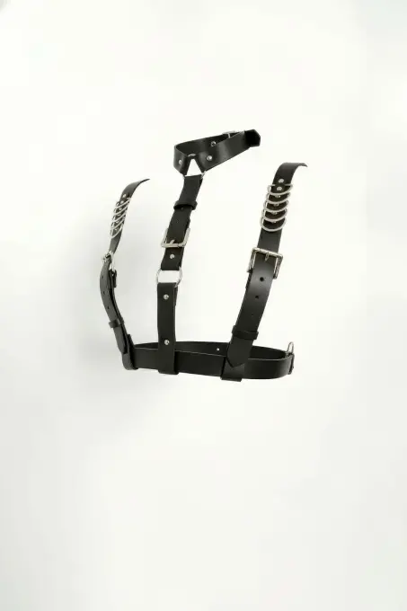 Siyah Kadın Kemer Zincir Detaylı Vücut Aksesuarı - APFT969 - 1