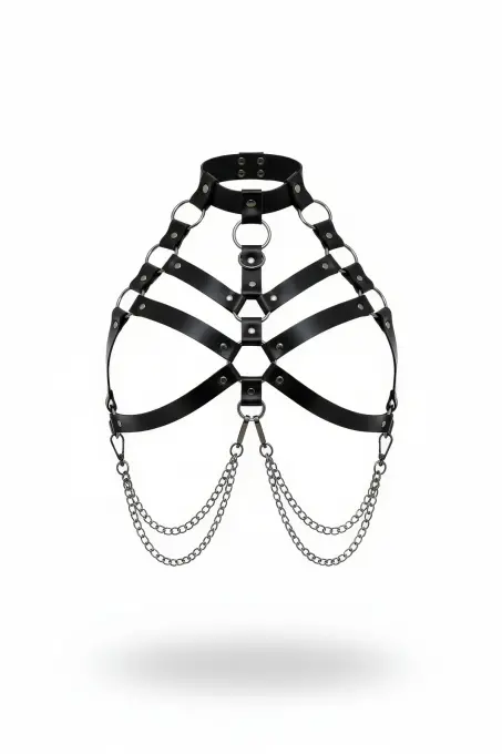 Siyah Kadın Kemer Zincir Ve Halka Detaylı Vücut Aksesuarı - APFT517 - 1