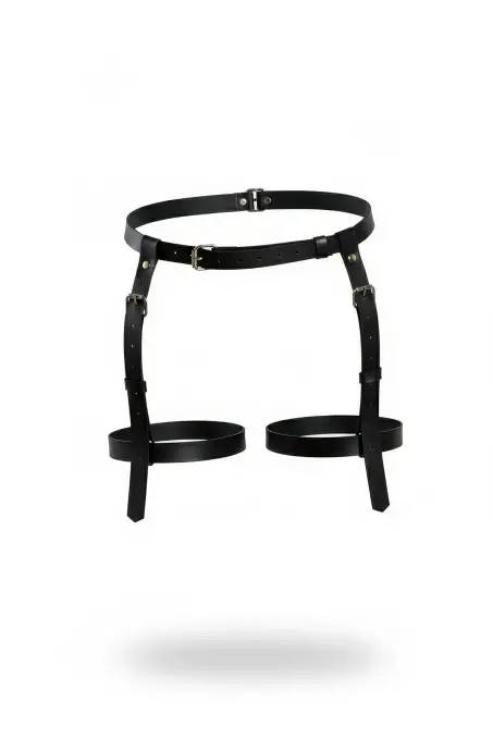 Siyah Tanga - Külot Ayarlanabilir Deri Jartiyer - APFT1209 - 1