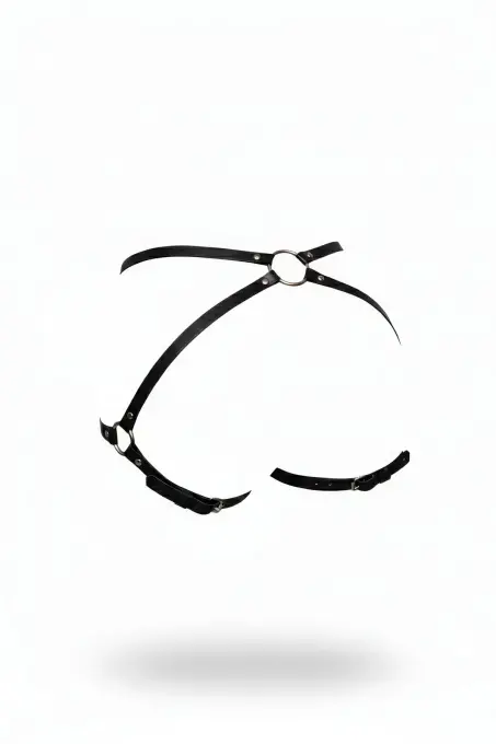 Siyah Tanga - Külot Deri O Halka Detaylı Vücut Kemeri - APFT294 - 1