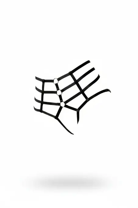 Siyah Tanga - Külot Yüksek Bel Halka Detaylı Bantlı - APFT1211 - 1