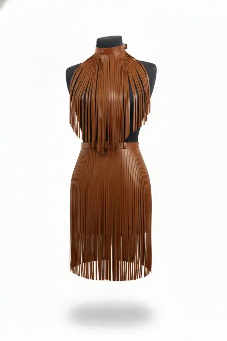 Taba Etek Suni Deri Etek Uzun Şerit Detaylı Etek Midi Boy Deri Etek - APFT997 - 1