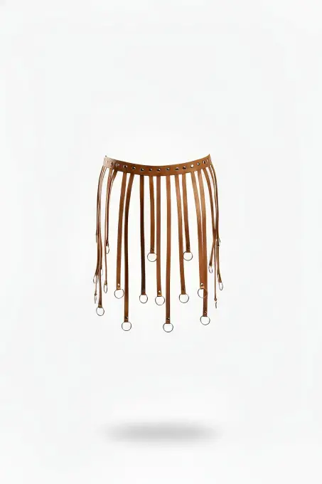 Taba Etek Suni Deri Etek Zımbalı Halka Detaylı Etek - APFT579 - 1