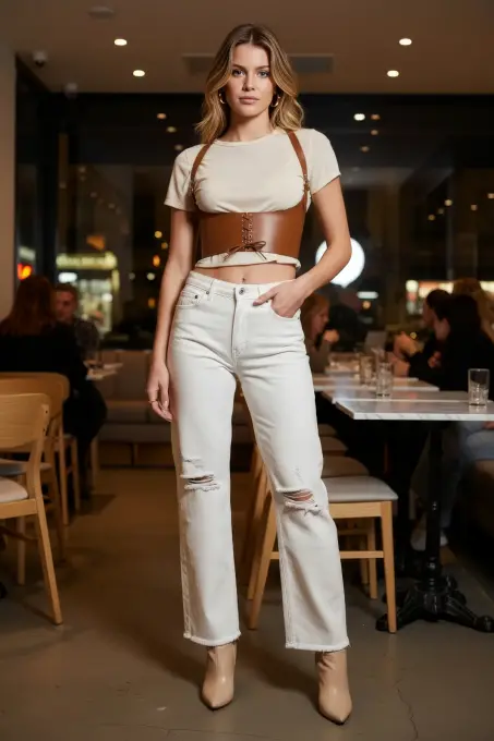 Taba Kadın Kemer Bağlamalı Geniş Korse Bel Aksesuarı - APFT855 - 1