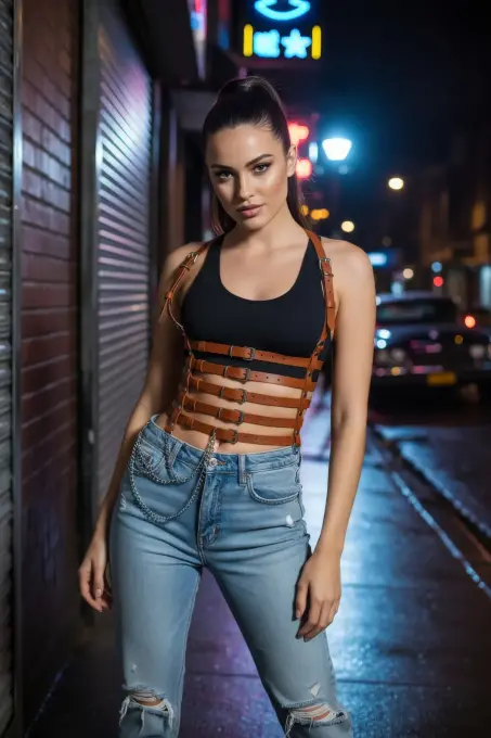 Taba Kadın Kemer Deri Çok Bantlı Vücut Aksesuarı - APFT626 - 3