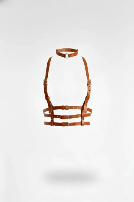 Taba Kadın Kemer Deri Çoklu Şeritli Vücut Aksesuarı - APFT615 - 1