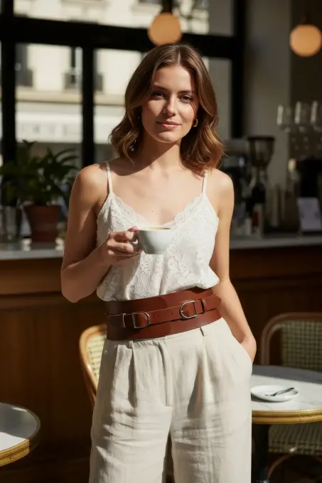 Taba Kadın Kemer Geniş Çift Tokalı Bel Aksesuarı - APFT875 - Angels Passion (1)