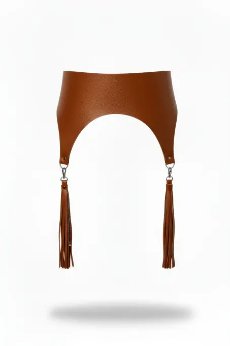 Taba Kadın Kemer Geniş Kalın Suni Deri Püsküllü - APFT788 - 1