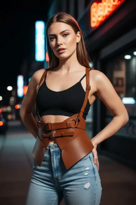 Taba Kadın Kemer Korse Tipi Omuz Detaylı Geniş Bel Aksesuarı - APFT616 - 3