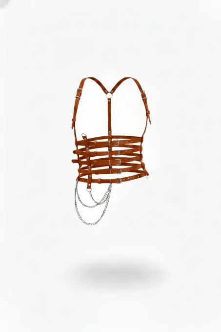 Taba Kadın Kemer Zincir Detaylı Çoklu Tokalı Vücut Aksesuarı - APFT626 - 1