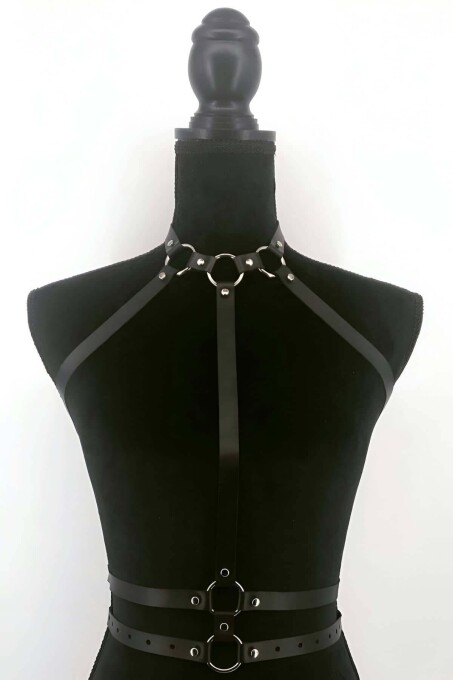 Tasma ve Bel Detaylı Şık Deri Harness - APFT545 - 3